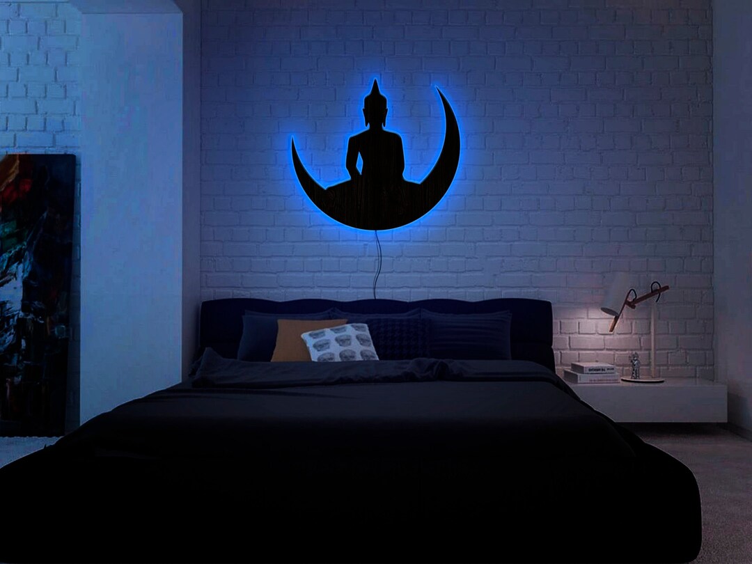 Buddha Wall Art With Led, Buddha Lamp, Buddha Light, Buddha Led Sign, Buddha Wall Art Wooden