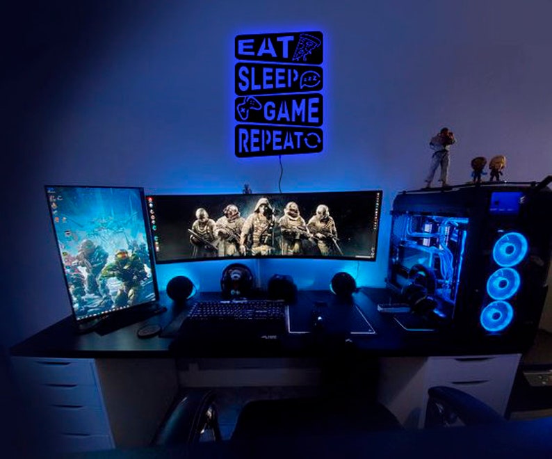 Eat Sleep Game Repeat Led Sign Gamer Led Sign Game Room Led - Etsy