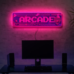 Arcade neon sign, Arcade led sign, Retro arcade light up sign, Arcade wall decor,Game room neon sign,Man cave led sign,Gaming zone neon sign