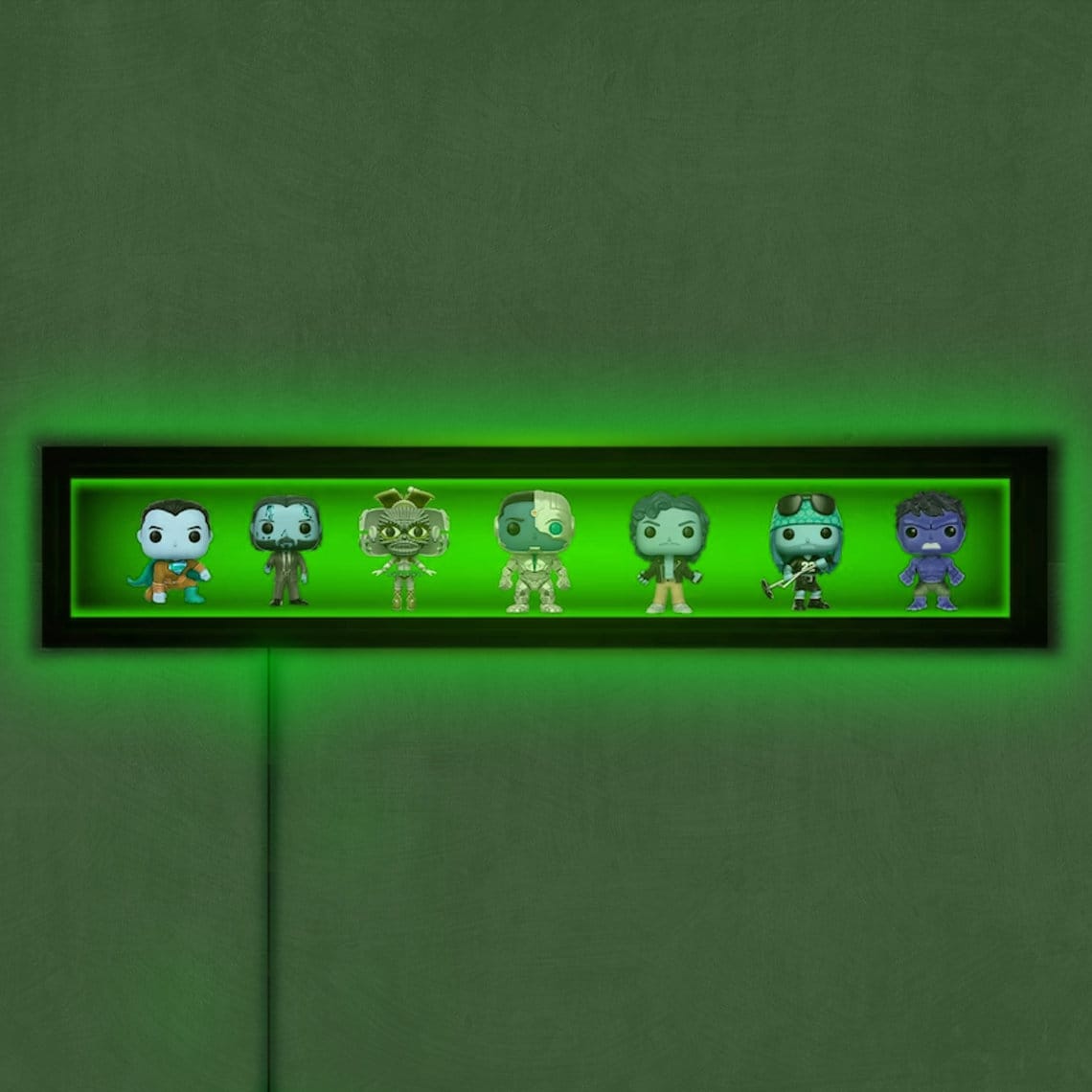 Funko Pop Led Display Shelf, Lighted Mini Figure Rack, Wall Mounted Display Case, Wooden Figure Storage, Figurine Display Shelf with Lights