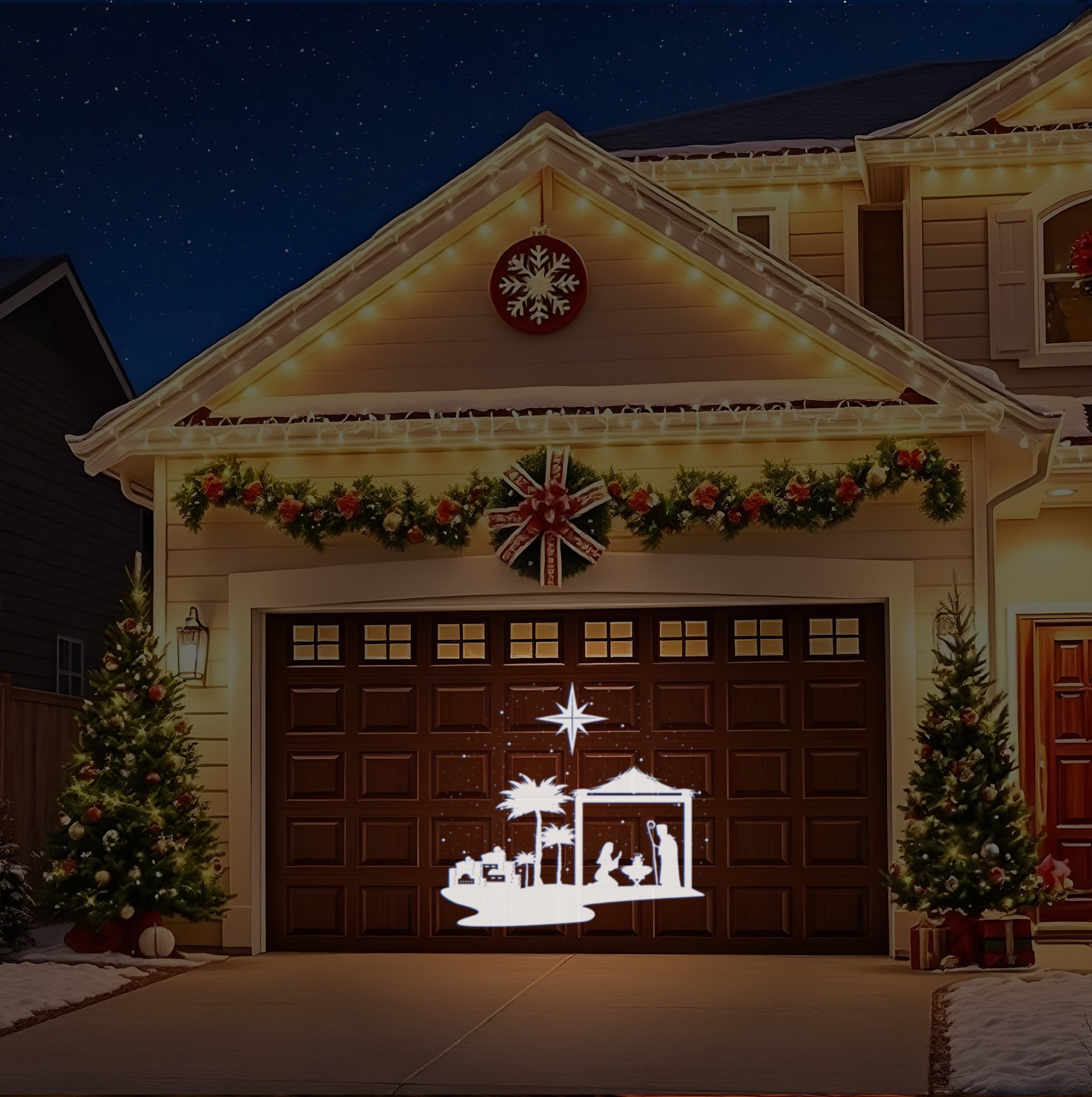 Christmas Nativity Scene Projector Lights – Outdoor Waterproof Holiday Projector With Stars For Walls, Windows & Garage Doors