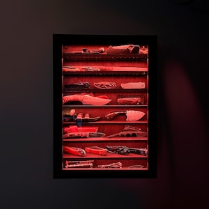 Vitrina para cuchillos con led, Vitrina para navajas, Estante para navajas, Vitrina con puerta de cristal, Almacenamiento de cuchillos