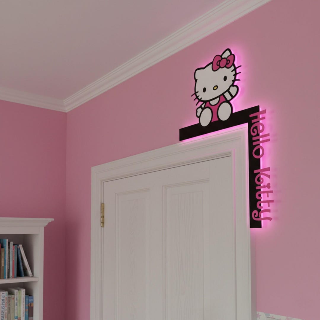 Hello Kitty Neon Sign, Hello Kitty Name Sign, Hello Kitty Door Sign ...