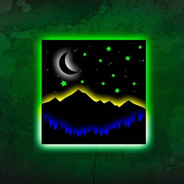 Light up Mountain Art Etsy