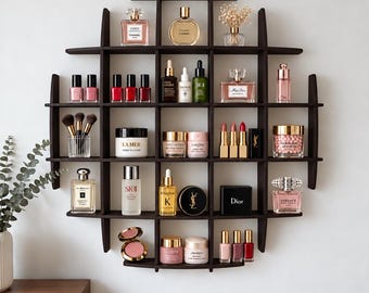 Cosmetics Display Shelf, Makeup Organizer Shelf, Wooden Makeup Display, Cosmetic Storage Shelf, Makeup Collection Display