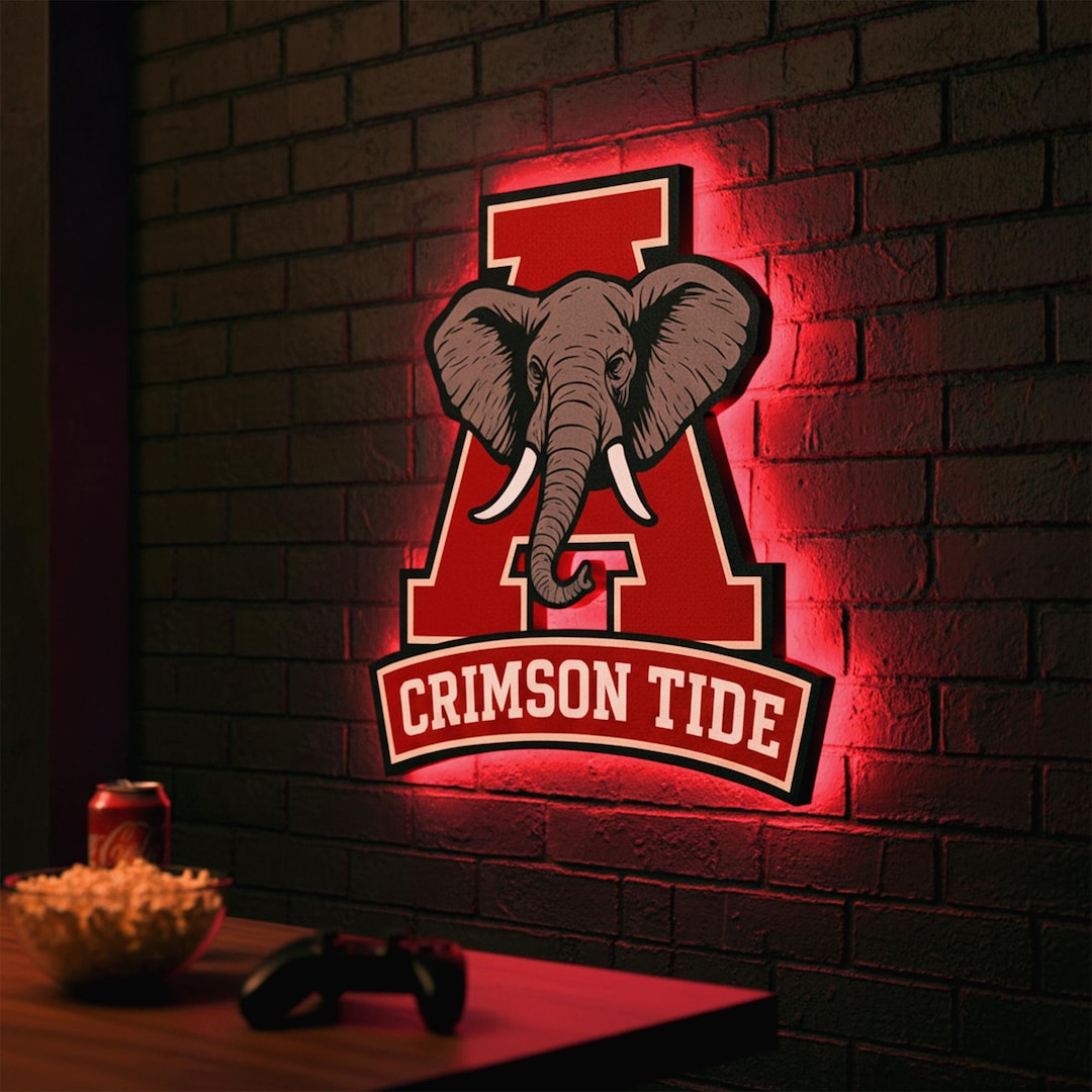 Alabama Crimson Tide LED Wall Sign, College Football Wall Decor ...