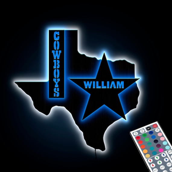 Personalized led light sign, Cowboys lamp, Cowboys lights, Cowboys wall decor, Cowboys Light,Man cave led sign,Personalized cowboys gifts