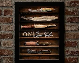 Knife display case with light, Knife display stand with led, Pocket knife display, Pocket knife storage,Wooden wall display shelf for knives