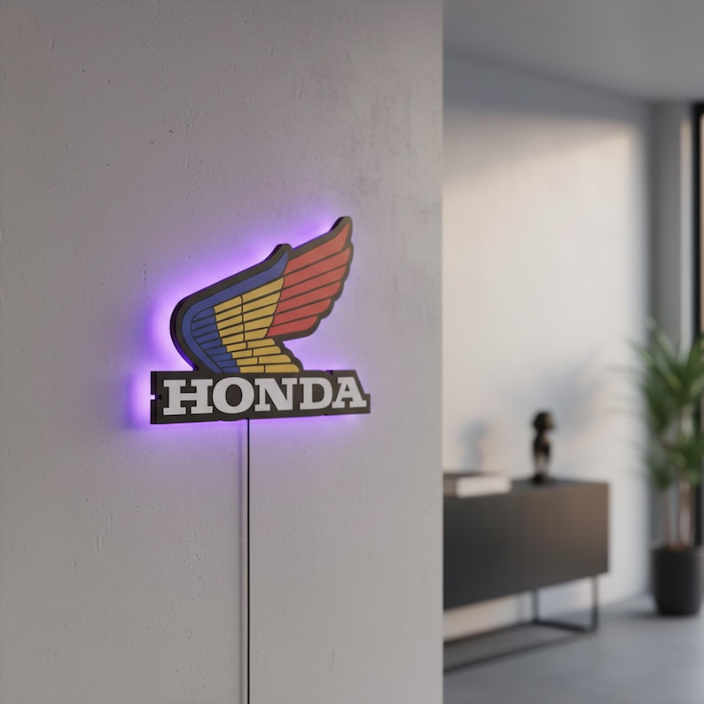 Honda Wall Sign, Honda Light up Sign, Honda Garage Decor, Motorcycle ...