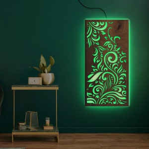 Modern led wall panels, Abstract lighted wall art, Wood wall art set with led, Led wall decor, Led wall art panels, Boho led artwork