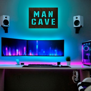 Man cave led sign, Man cave neon sign, Custom man cave sign,  Man cave light up sign, Wood man cave sign with led, Man cave wall decor