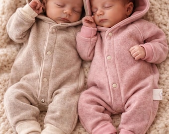 Merinoullsoverall – För tidigt födda och nyfödda – Babyoverall i merinoull Storlekar 44–80 – Handsydd babyullsoverall – Present till födseln