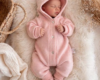 Tutina per neonato prematuro, taglia 44, in pile di cotone biologico, rosa mélange. Tutina per neonato, abbigliamento per neonati prematuri, neonato, 100% cotone, regalo per la nascita, acquisto immediato.