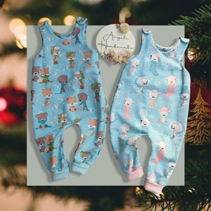 Taille 68 bébé romper/romper/salopette/neutre/fille/garçon/hiver/Noël/neige/teddy -ACHAT IMMÉDIAT- Angele Handmade