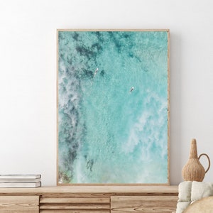 Pastel Surf Poster, Aerial Beach Print, Surf Wanddeko, Ozean Druck, Boho Wallart, Australien Wandkunst, Strand Poster, Turquoise Surf Dekor