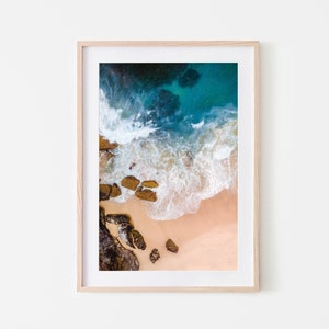 Tamarama Wave Poster, Aerial Beach Print, Wall Decoration, Ocean Print, Sydney Beach Print, Wall Art, Beach Poster, Australia Wave Design