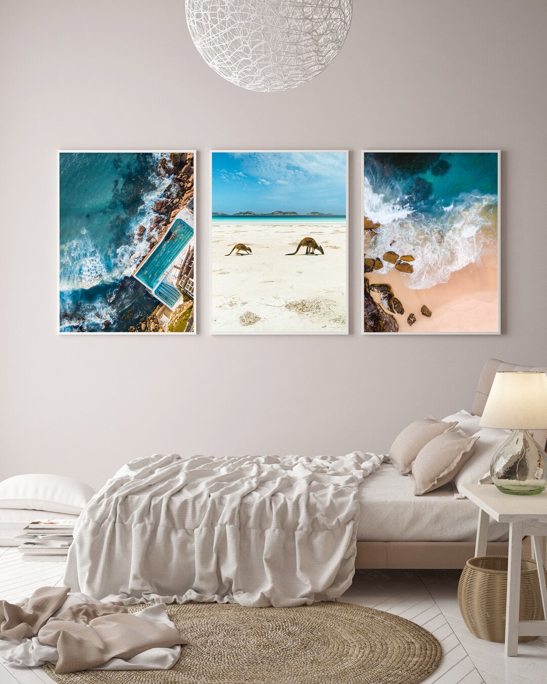 Australian Beaches Prints Set of 3 Wall Art Canvas Print Ocean