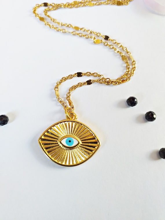 Evil eye necklace Gold evil eye necklace Gold coin evil eye Etsy