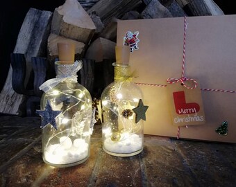 Star magic|Gold/Silver|SAVE IN SET/Light bottle//Christmas decoration//Christmas gift//Dried flowers in a glass
