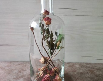 Rosentraum in der Flasche||Trockenblumen im Glas| Deko| Geschenkidee|Muttertag|Valentinstag