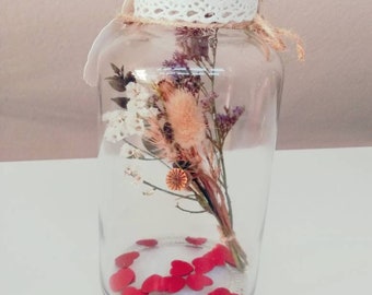 Ramos de flores del Día de la Madre en vaso| Flores secas en un frasco| Cupón| ¡Regalo|