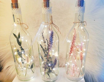 𝔽𝕝𝕠𝕨𝕖𝕣 𝔹𝕠𝕥𝕥𝕝𝕖 "Flower Magic" SAVE IN SET| Illuminated bottle|wedding decoration|table decoration|dried flowers in a glass||gift idea|