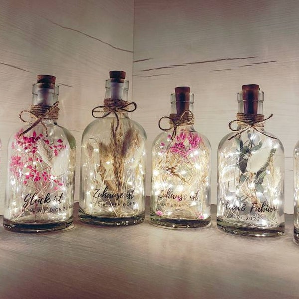 DEIN WUNSCHTEXT|Geschenkidee|Hochzeitsgeschenk |Trockenblumen im Glas|Geburtstagsgeschenk|Flower Bottle|Beste Freundin|