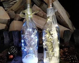 Flower &quot;Winter Bottle&quot; Gold/Silver//SAVE IN SET/Light bottle//Wedding decoration//Dried flowers in glass//from 49-, free shipping