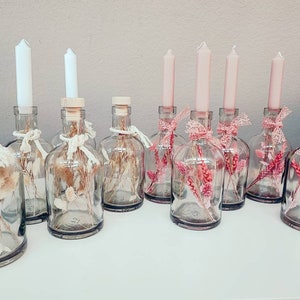 𝔽𝕝𝕠𝕨𝕖𝕣 𝔹𝕠𝕥𝕥𝕝𝕖| Kandelaars Bruiloft Decor | Kandelaars |Gedroogde bloemen in potten|Bruiloftsversieringen| tafeldecoratie| lente decoratie