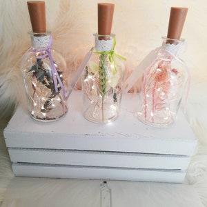 𝔽𝕝𝕠𝕨𝕖𝕣 𝔹𝕠𝕥𝕥𝕝𝕖 &quot;Spring Magic&quot; 250ml light chain cold white dried flowers in a glass//optional with gift box