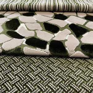 Green Velvet Upholstery Fabric, Green  Modern Geometric Velvet Fabric, Green Decorative Velvet
