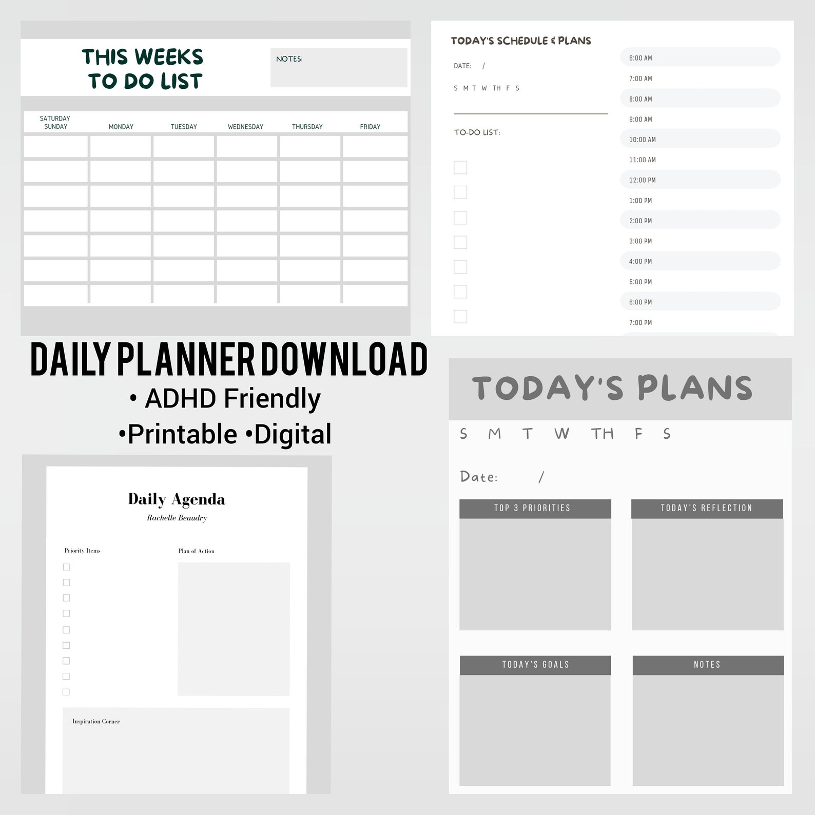 Daily planner adhd friendly for adults kids teens pdf png etsy