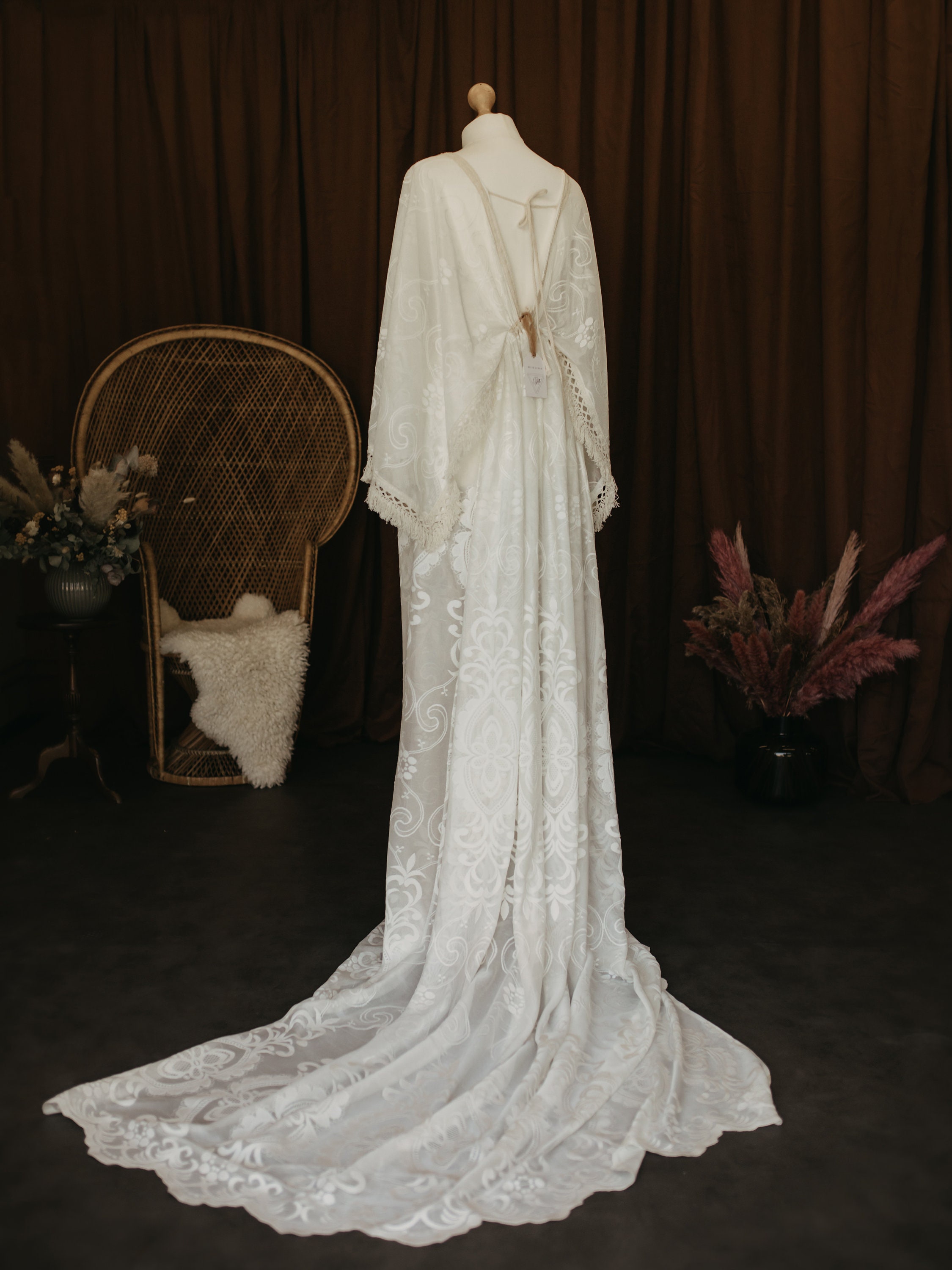 OPHELIA boho Wedding Gown Reclamation Lace Wedding Dress - Etsy