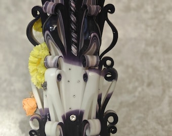 Handmade Carved Candle: Unique Unscented Home Decor