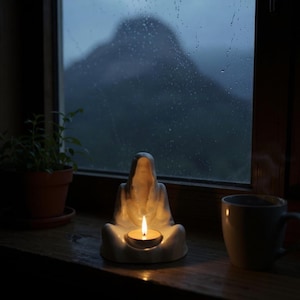 Jesmonite Wizard Candle Holder: Gothic Home Decor