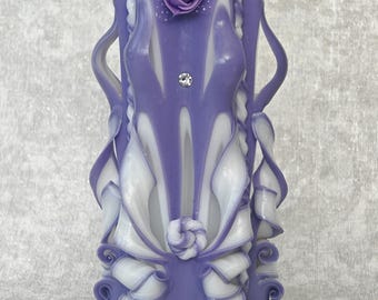 Large Hand Carved Candle – Multi-Color Layers, Table Decor Candle