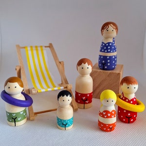 Peg Dolls houten poppetjes handgeverfd cadeau idee zomer vakantie afbeelding 1