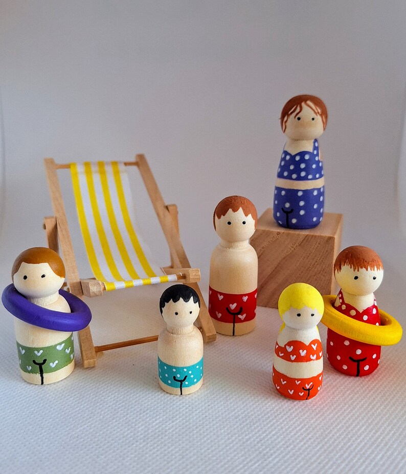 Peg Dolls houten poppetjes handgeverfd cadeau idee zomer vakantie afbeelding 1