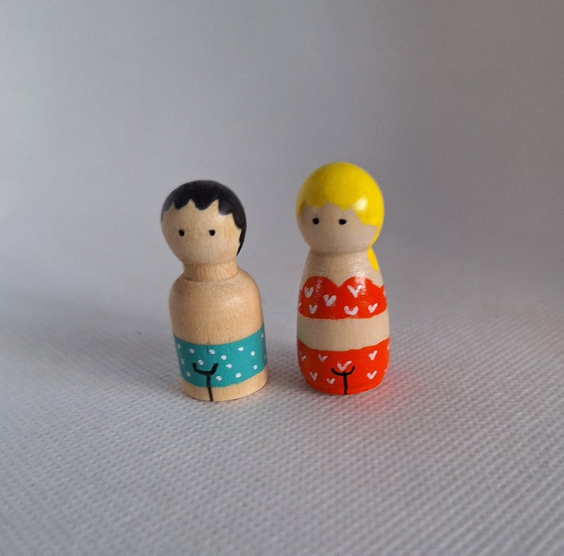 Peg Dolls houten poppetjes handgeverfd cadeau idee zomer vakantie afbeelding 5