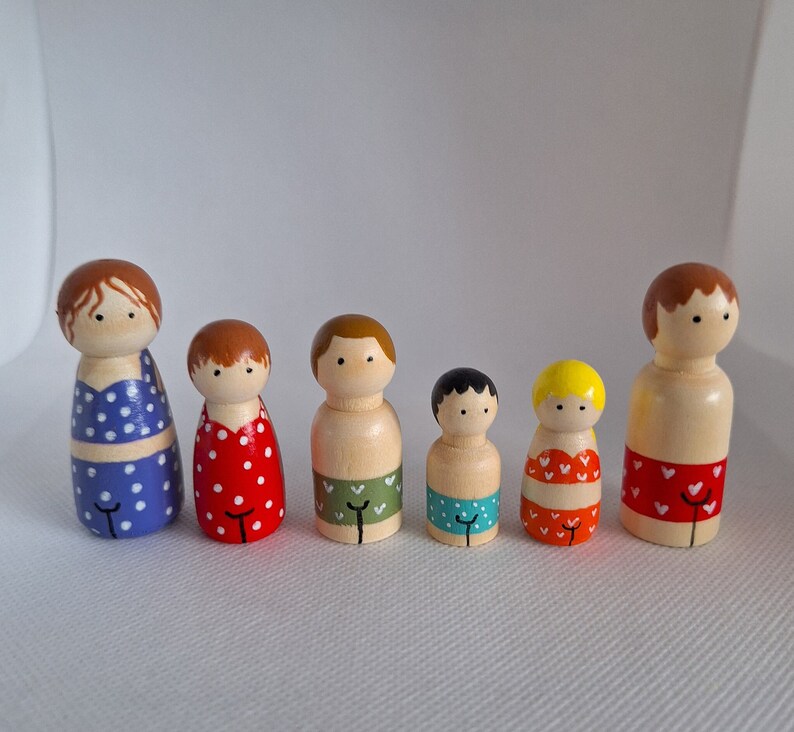 Peg Dolls houten poppetjes handgeverfd cadeau idee zomer vakantie afbeelding 2