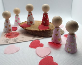 Valentijn Peg Dolls - Houten Poppetjes - Valentijnsdag - Handbeschilderd - Liefde