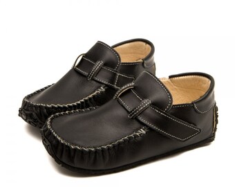 Barefoot Shoes Kids | Shool Shoes | Moccasins | Loafer | Vibram® Sole | Chrome Free Lining | Handmade Shoes | Black Leather Shoes | Slip On