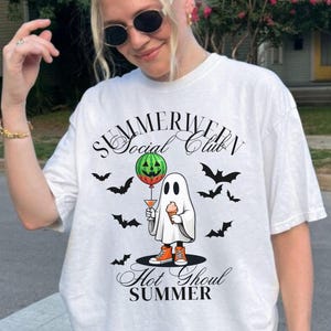Summerween Social Club Shirt, Hot Ghoul Summer Tshirt, Summer Goth Shirt, Spooky Graphic Tee, Summer Beach Halloween Tee, Summerween Party