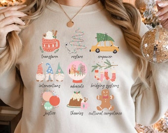 Social Worker Christmas Sweatshirt, Retro Social Worker Holiday Crewneck, Social Worker Gift, Ugly Christmas Sweater, Social Worker Student