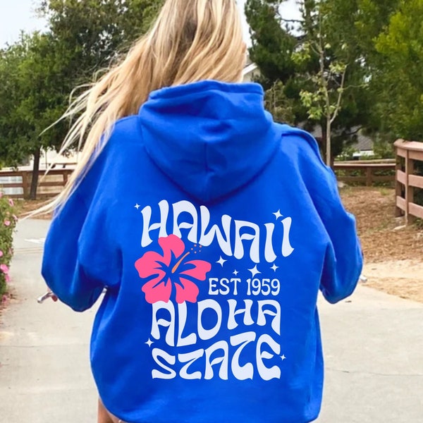 Hibiskus Blume Hoodie, Hawaii Hoodie, Aloha State, Strand Hoodie, bequeme Oversize, y2k adrett, Hawaiian, Siesta Beach Hoodie, ästhetischer Sonnenuntergang