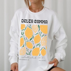 Delta Gamma Sorority Sweatshirt, Sorority Crewneck, Delta Gamma Merch, Delta Gamma Sweater, Delta Gamma Floral Sweatshirt, Abstract Lemons