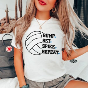 Volleyball Shirt, Bump Set Spike Repeat Volleyball Shirt, Comfort Colors Tee, Game Day T-shirt Volley Shirt Cute Volleyball Tshirt Gift Idea