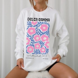 Delta Gamma Sorority Sweatshirt, Sorority Crewneck, Delta Gamma Merch, Delta Gamma Sweater, Delta Gamma Floral Sweatshirt, Abstract Flowers