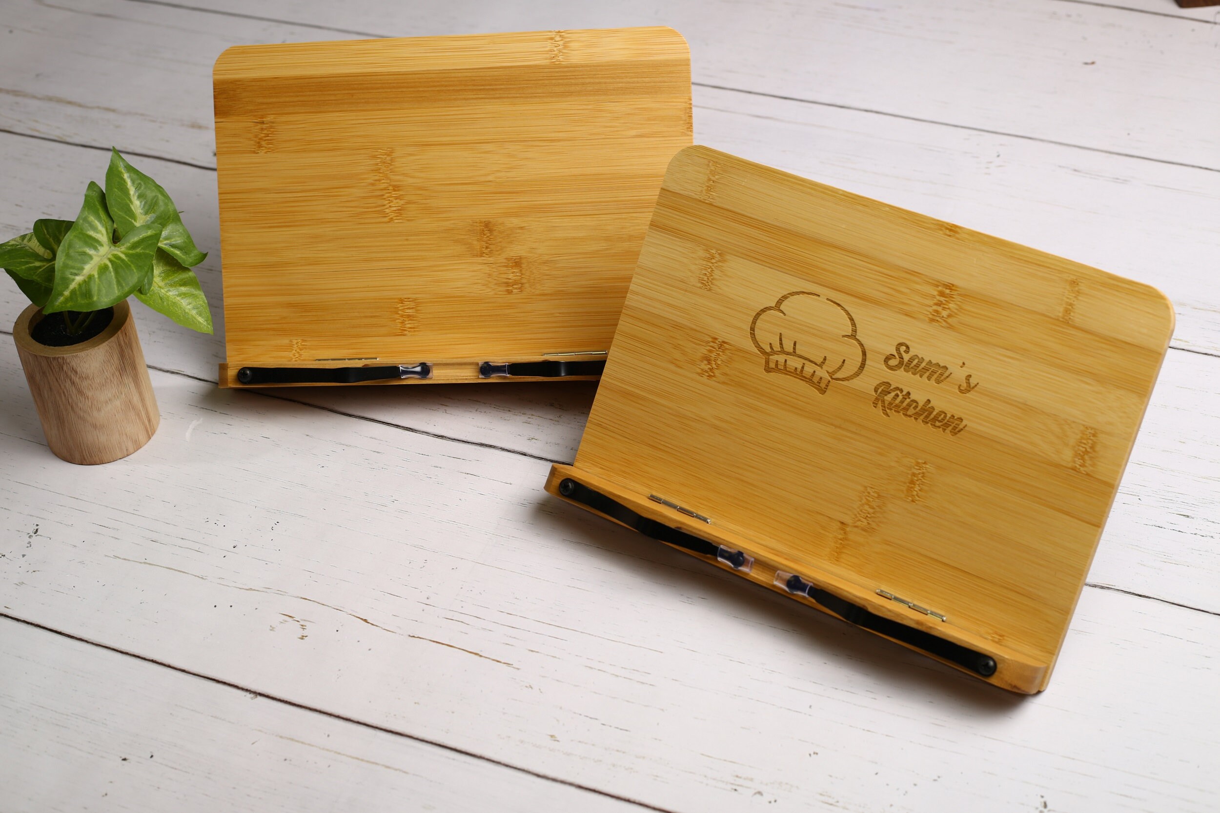 Bamboo Book Stand Engraved Cookbook Stand Wooden Tablet Etsy