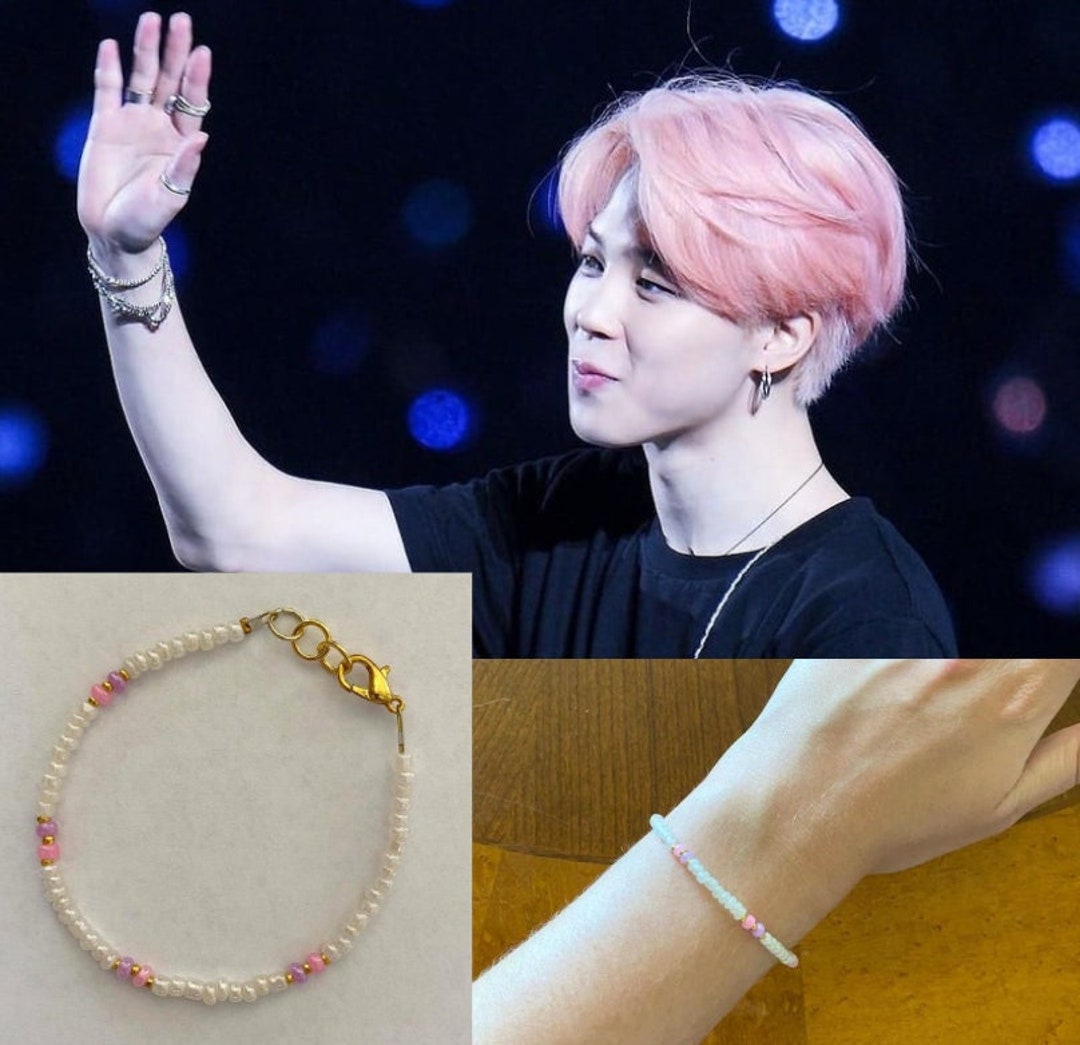 BTS Jimin Inspired Pink and Purple Beaded Bracelets Handmade - Etsy